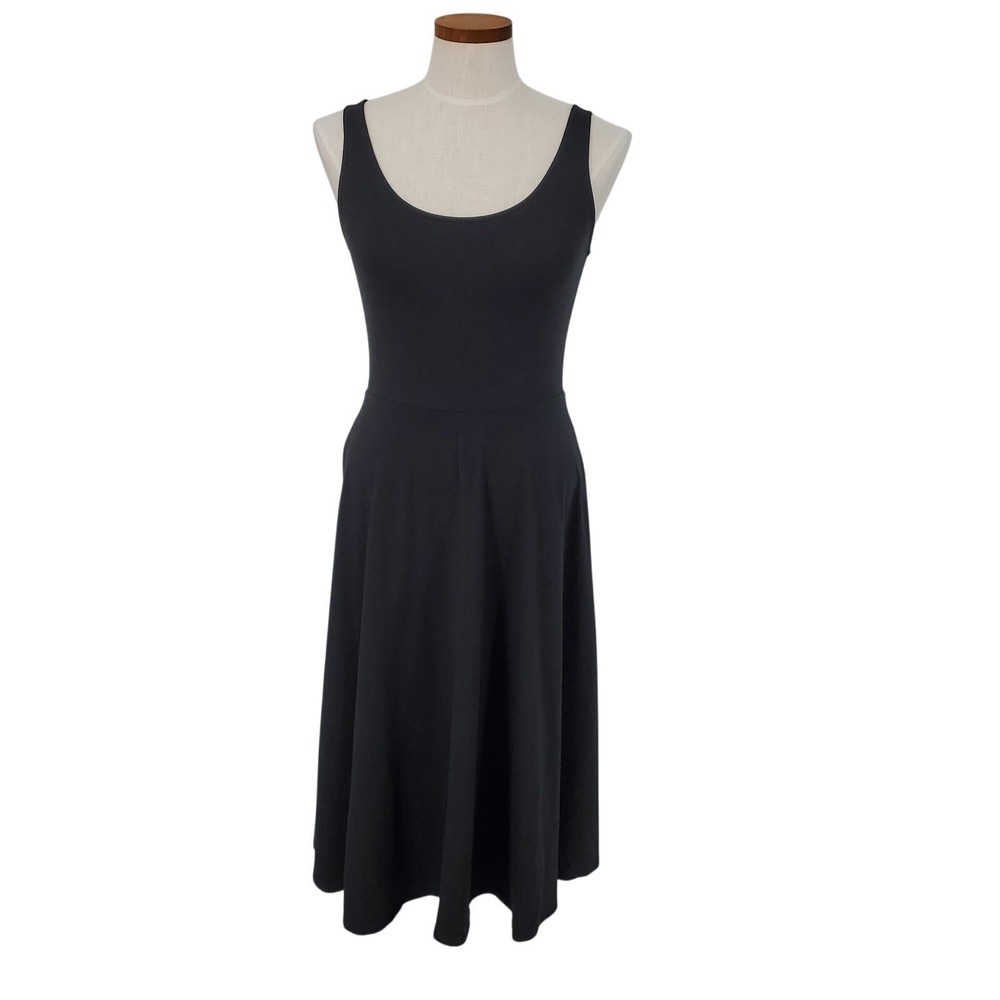 A New‎ Day Womens Size XS Midi A Line Sleeveless Black Dress Scoop Neck New